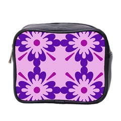 Pink And Purple Flowers Pattern Mini Toiletries Bag (two Sides) by shoopshirt