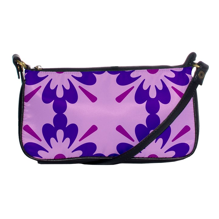 Pink And Purple Flowers Pattern Shoulder Clutch Bag