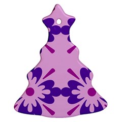 Pink And Purple Flowers Pattern Ornament (christmas Tree) 