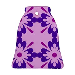 Pink And Purple Flowers Pattern Bell Ornament (two Sides) by shoopshirt