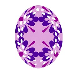 Pink And Purple Flowers Pattern Oval Filigree Ornament (two Sides)