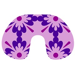 Pink And Purple Flowers Pattern Travel Neck Pillow by shoopshirt