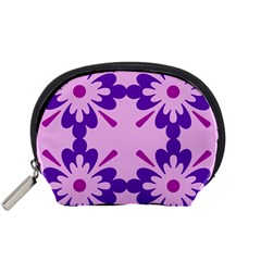 Pink And Purple Flowers Pattern Accessory Pouch (small)