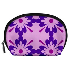 Pink And Purple Flowers Pattern Accessory Pouch (large) by shoopshirt