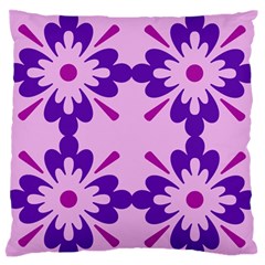 Pink And Purple Flowers Pattern Large Premium Plush Fleece Cushion Case (two Sides)