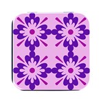 Pink And Purple Flowers Pattern Square Metal Box (Black) Front