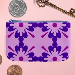 Pink And Purple Flowers Pattern Large Coin Purse by shoopshirt