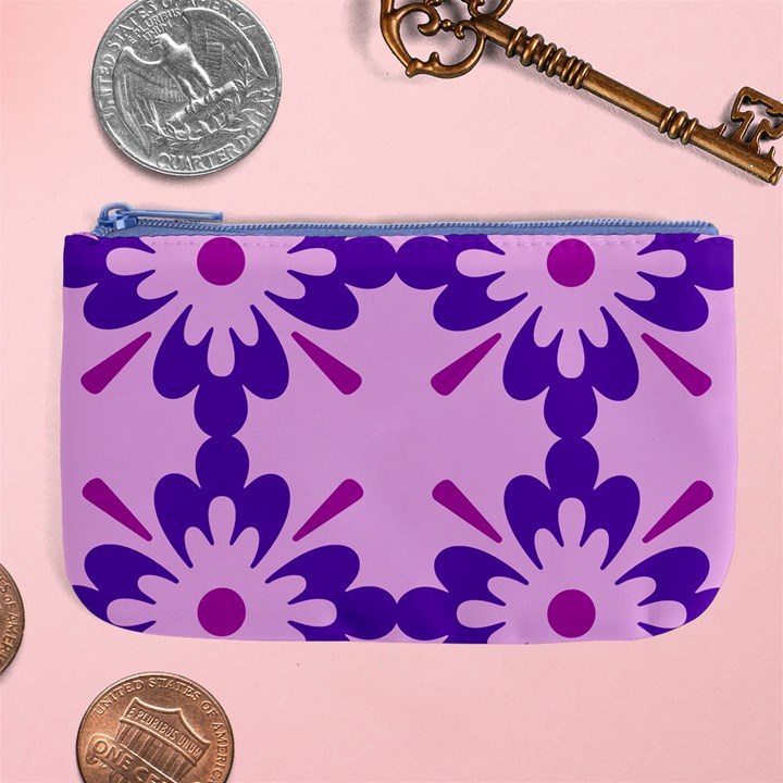 Pink And Purple Flowers Pattern Large Coin Purse