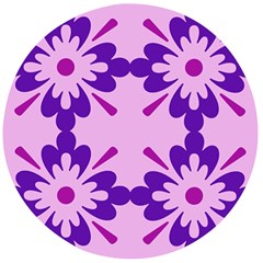 Pink And Purple Flowers Pattern Wooden Bottle Opener (round) by shoopshirt