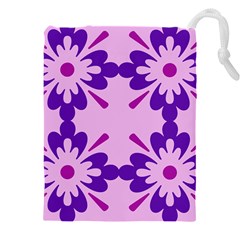 Pink And Purple Flowers Pattern Drawstring Pouch (5xl)