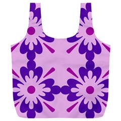 Pink And Purple Flowers Pattern Full Print Recycle Bag (xxl) by shoopshirt