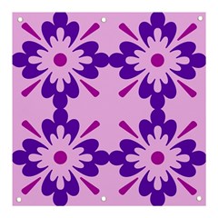 Pink And Purple Flowers Pattern Banner And Sign 3  X 3  by shoopshirt