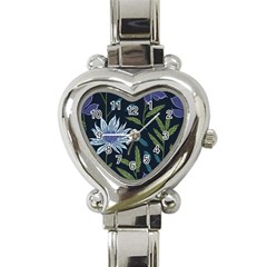 Abstract Floral- Ultra-stead Pantone Fabric Heart Italian Charm Watch by shoopshirt