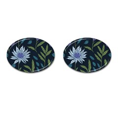 Abstract Floral- Ultra-stead Pantone Fabric Cufflinks (oval) by shoopshirt