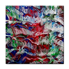 Abstract Waves Tile Coaster by kaleidomarblingart