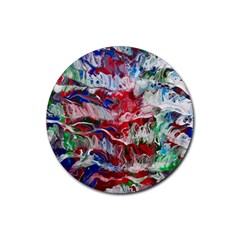 Abstract Waves Rubber Coaster (round) by kaleidomarblingart