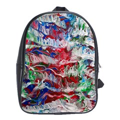 Abstract Waves School Bag (large) by kaleidomarblingart