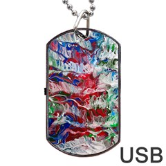 Abstract Waves Dog Tag Usb Flash (one Side) by kaleidomarblingart