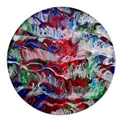 Abstract Waves Round Glass Fridge Magnet (4 Pack) by kaleidomarblingart