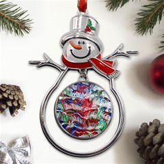 Abstract Waves Metal Snowman Ornament by kaleidomarblingart