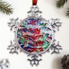 Abstract Waves Metal Large Snowflake Ornament by kaleidomarblingart