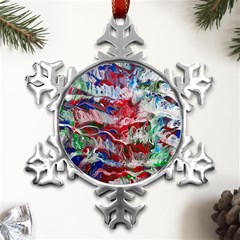 Abstract Waves Metal Small Snowflake Ornament by kaleidomarblingart