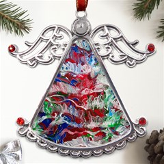 Abstract Waves Metal Angel With Crystal Ornament by kaleidomarblingart