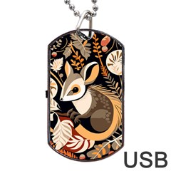 Vintage Possum Pattern Dog Tag Usb Flash (two Sides) by Valentinaart