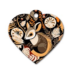 Vintage Possum Pattern Dog Tag Heart (one Side) by Valentinaart