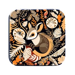 Vintage Possum Pattern Square Metal Box (black) by Valentinaart