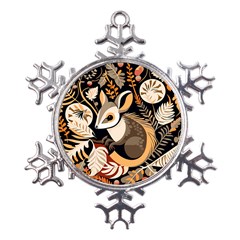 Vintage Possum Pattern Metal Large Snowflake Ornament by Valentinaart