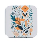 Pattern Flowers Design Nature Square Metal Box (Black) Front