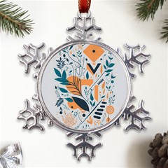 Pattern Flowers Design Nature Metal Large Snowflake Ornament