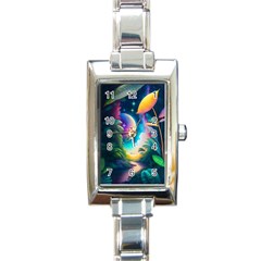 Jungle Moon Light Plants Space Rectangle Italian Charm Watch by uniart180623