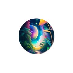 Jungle Moon Light Plants Space Golf Ball Marker by uniart180623