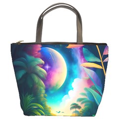 Jungle Moon Light Plants Space Bucket Bag by uniart180623