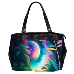 Jungle Moon Light Plants Space Oversize Office Handbag (2 Sides) by uniart180623