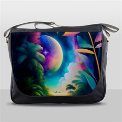 Jungle Moon Light Plants Space Messenger Bag by uniart180623