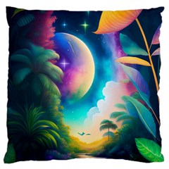 Jungle Moon Light Plants Space Large Cushion Case (two Sides) by uniart180623