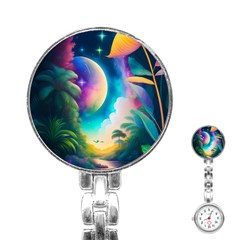 Jungle Moon Light Plants Space Stainless Steel Nurses Watch by uniart180623