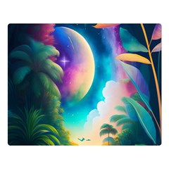 Jungle Moon Light Plants Space Two Sides Premium Plush Fleece Blanket (large) by uniart180623