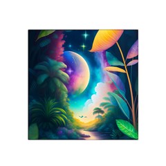 Jungle Moon Light Plants Space Satin Bandana Scarf 22  X 22  by uniart180623