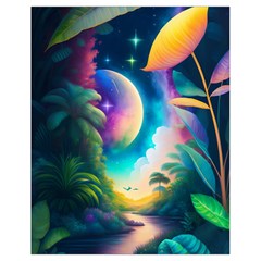 Jungle Moon Light Plants Space Drawstring Bag (small) by uniart180623