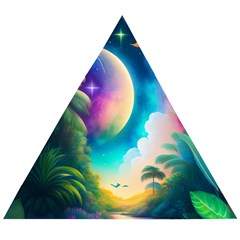 Jungle Moon Light Plants Space Wooden Puzzle Triangle by uniart180623