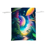 Jungle Moon Light Plants Space Lightweight Drawstring Pouch (S) Front