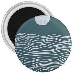 Sea Waves Moon Water Boho 3  Magnets by uniart180623