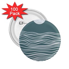 Sea Waves Moon Water Boho 2 25  Buttons (100 Pack)  by uniart180623