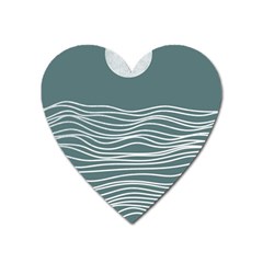 Sea Waves Moon Water Boho Heart Magnet by uniart180623