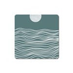 Sea Waves Moon Water Boho Square Magnet Front