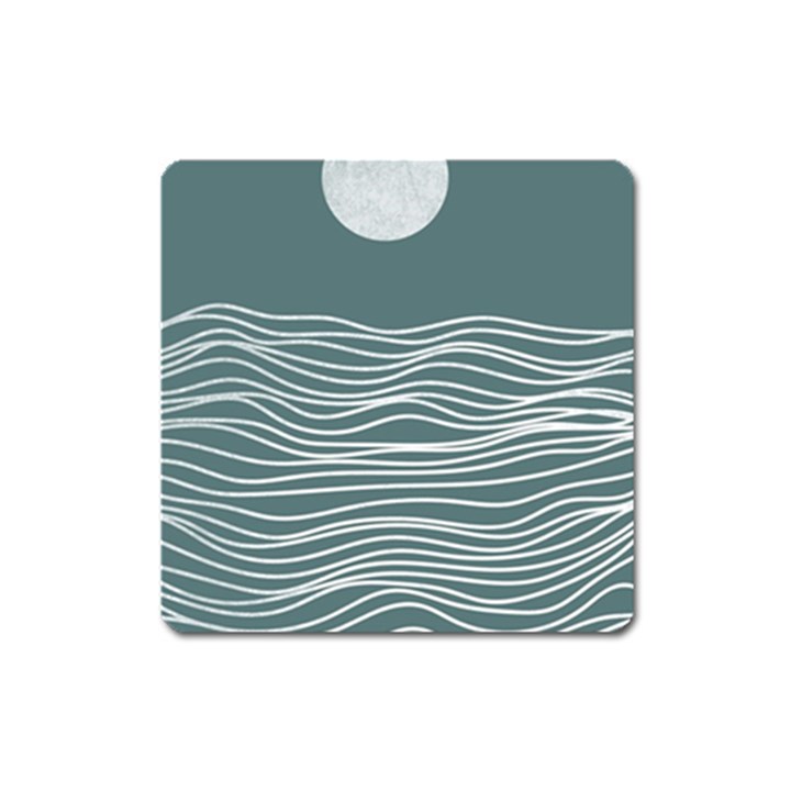 Sea Waves Moon Water Boho Square Magnet